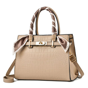 Bolsa Estilo Kelly com Textura de Crocodilo