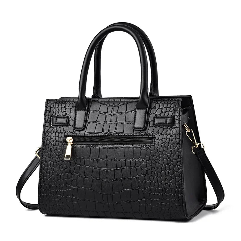 Bolsa Estilo Kelly com Textura de Crocodilo