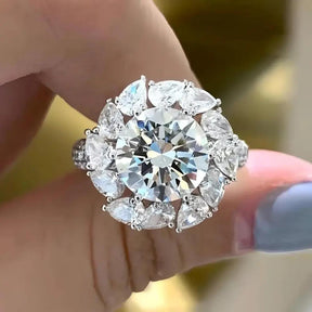 Anel de Noivado de Luxo com Moissanite de 3CT com Certificado, Diamante Cintilante, Aliança de Casamento em Prata Esterlina 925, Joia de Anel para Mulheres - Cardino