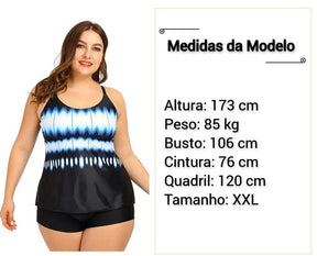 Biquíni Tankini Estampado Plus Size Duas Peças - Janelaila Moda