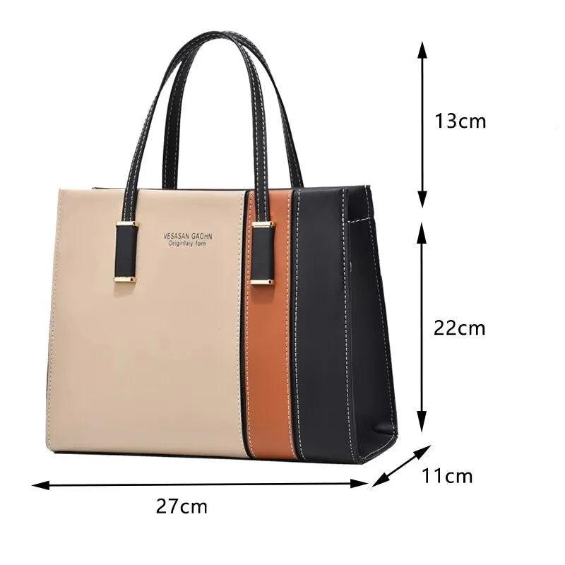 Bolsa feminina de couro legítimo, bolsa de luxo para mulheres, bolsas de designer, bolsa de ombro com patchwork, tote para mulheres, bolsa de couro feminina - Janelaila Moda