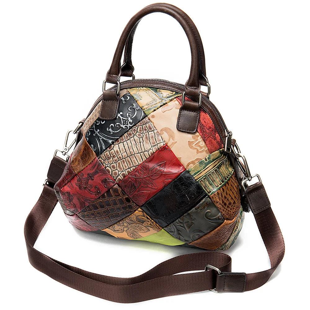 Bolsa feminina de couro legítimo, bolsa de luxo para mulheres, bolsas de designer, bolsa de ombro com patchwork, tote para mulheres, bolsa de couro feminina. - Janelaila Moda