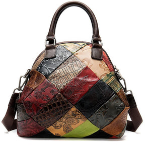 Bolsa feminina de couro legítimo, bolsa de luxo para mulheres, bolsas de designer, bolsa de ombro com patchwork, tote para mulheres, bolsa de couro feminina. - Janelaila Moda