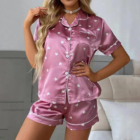 Pijama Feminino Acetinado Verão Manga Curta e Shorts - Janelaila Moda