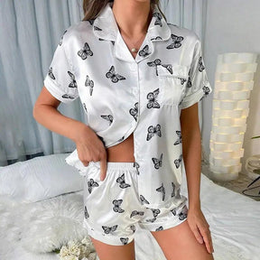 Pijama Feminino Acetinado Verão Manga Curta e Shorts - Janelaila Moda