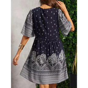 Vestido Midi de Verão Estampa Solta - Janelaila Moda